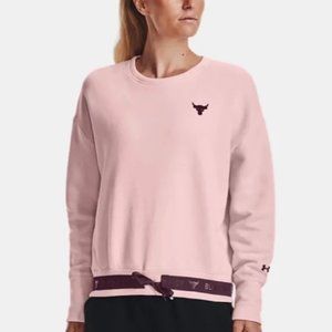 NWT Under Armour Project Rock Fleece Crewneck Sweatshirt Size XL Pink